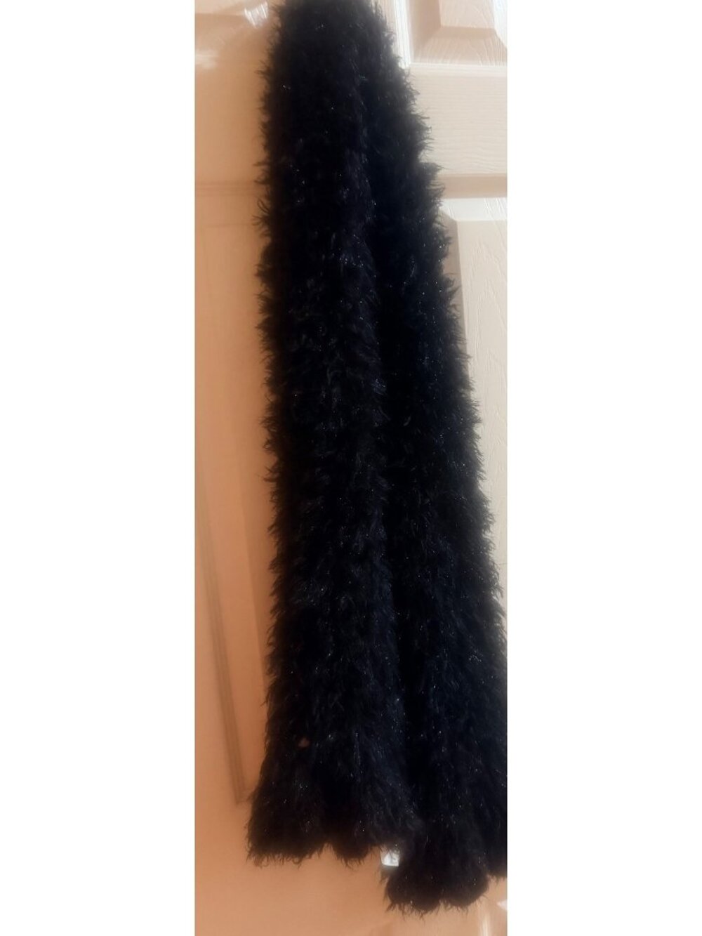 Y2K-Limited Too-Faux Fur Black Fuzzy Scarf With Shiny Accents - One Size Fits A
